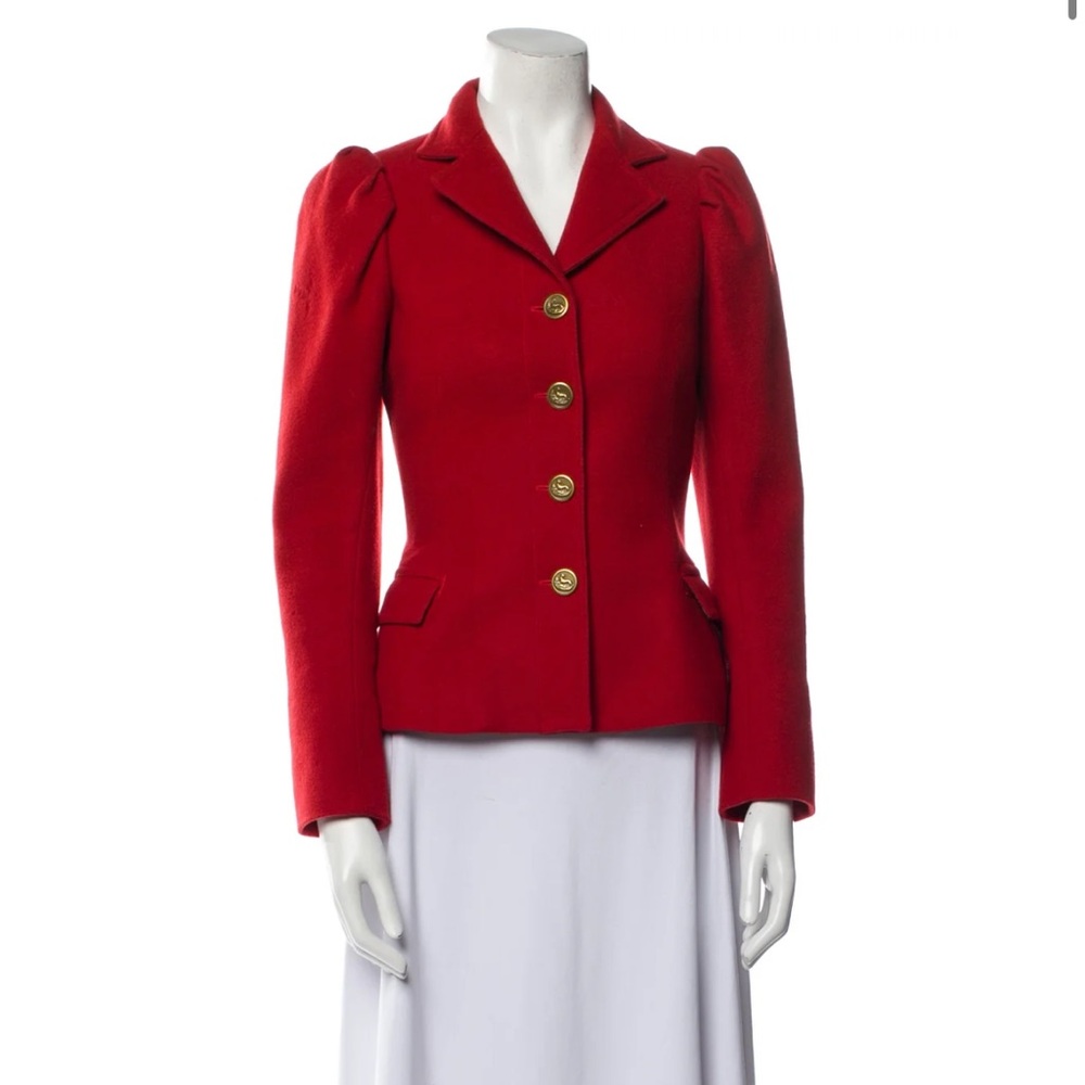 Ralph Lauren Red Blazer with Structured Shoulders